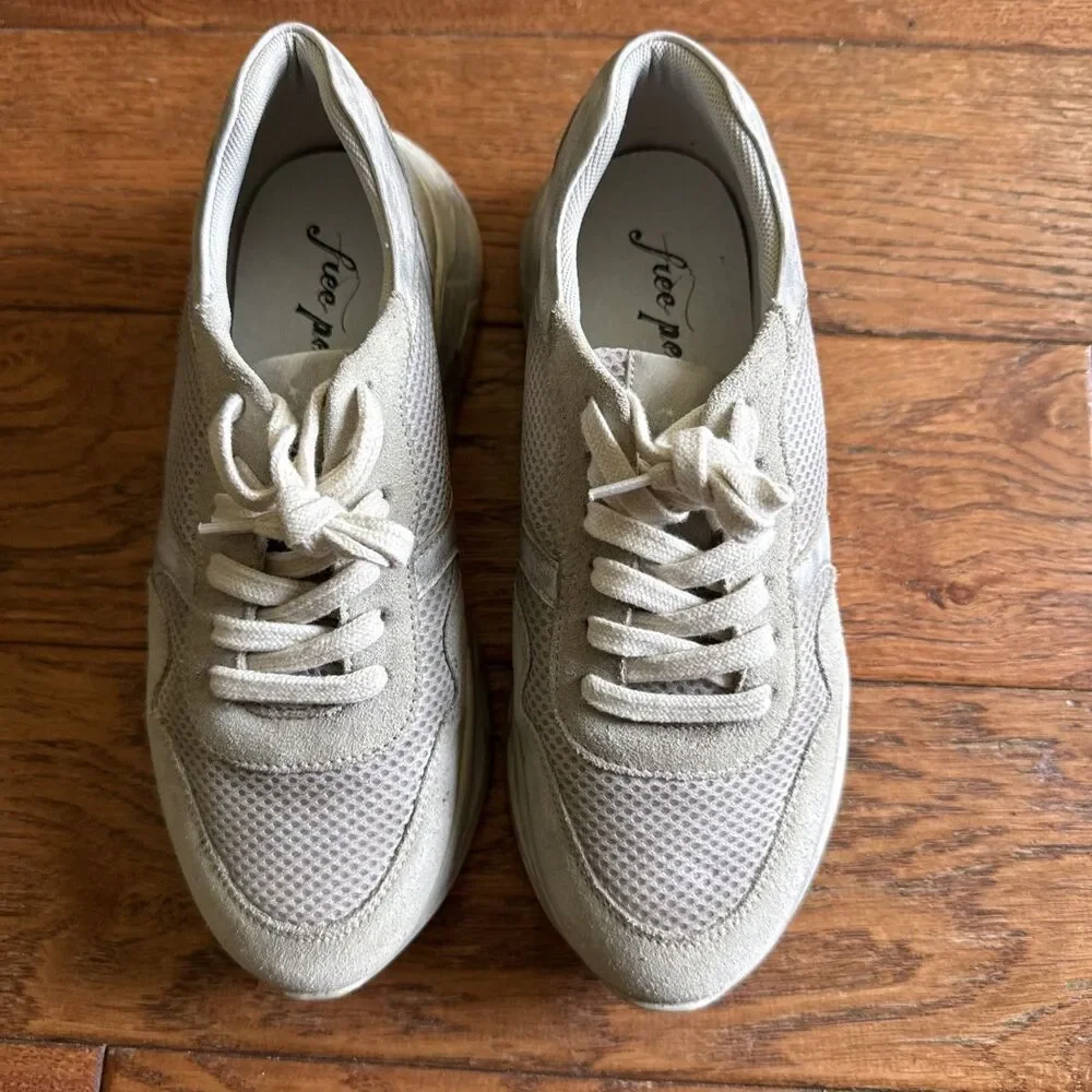 Free People Let’s Wander Washed Shoe Sneaker Womens Size 39 US 8.5 Gray